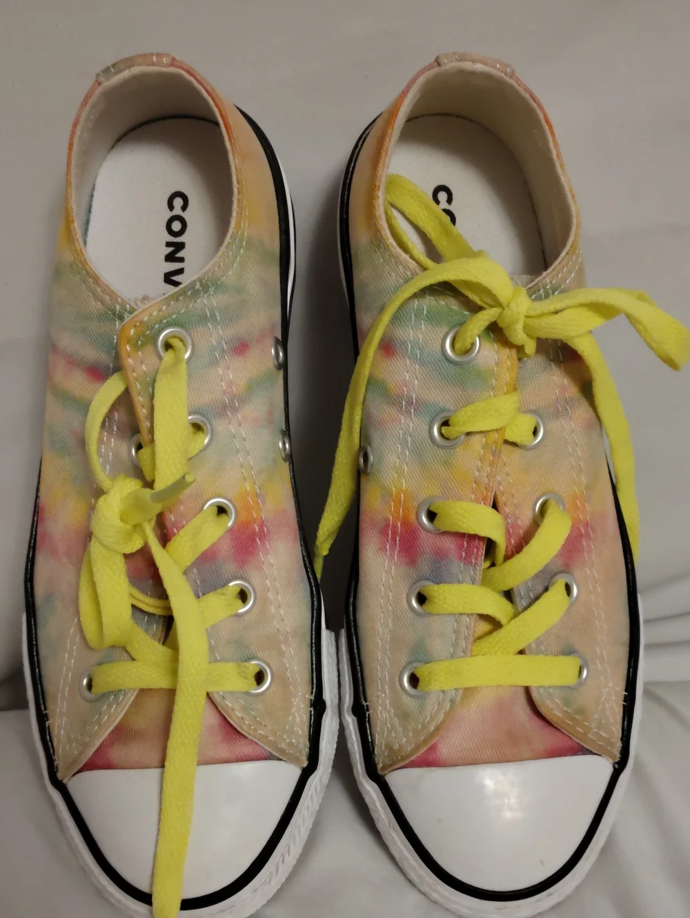 Converse Kids Tie-Dye Low Top Sneakers with Yellow Laces